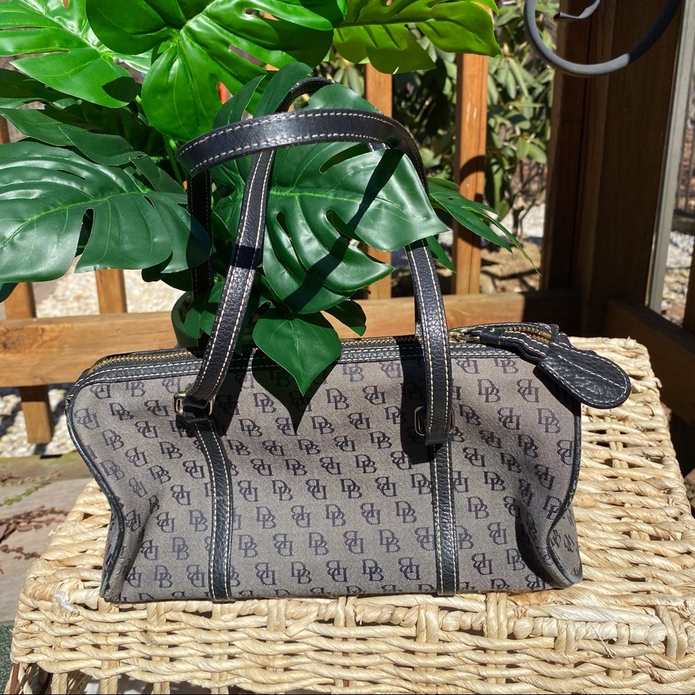 Vintage Dooney & Bourke Navy Logo Print Bag
